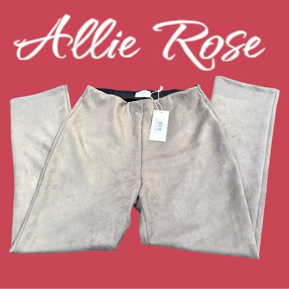 allie rose Pants - Allie Rose-NWT medium moleskin feel pants. Light olive/grayish. Elastic&side zip